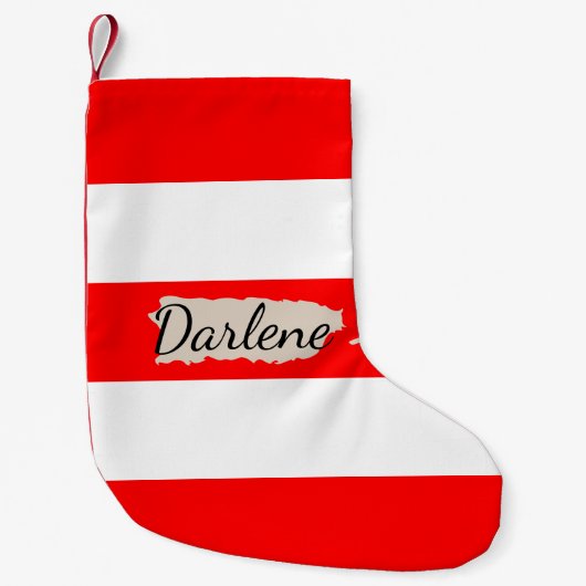 Bold Red Stripes Puerto Rico Karte Individuelle Na Kleiner Weihnachtsstrumpf (Vorderseite)