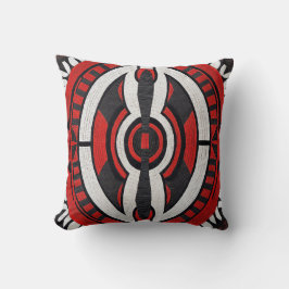 Bold Red Tribal Mosaic Pillow Kissen