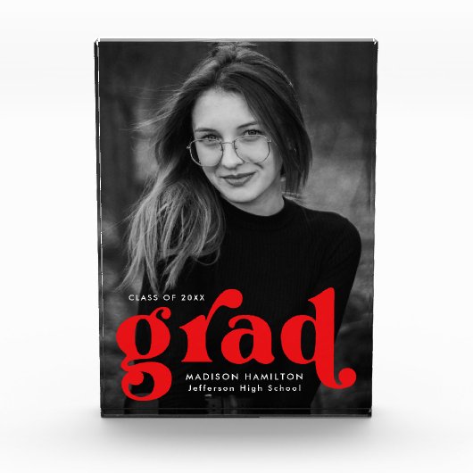 Bold Red Typografy Abschluss Fotoblock (Vorderseite)