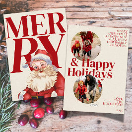 Bold Red Typografy Santa Foto Holiday Card Feiertagskarte