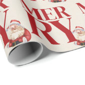 Bold Red Typografy Santa Holiday Geschenkpapier (Rolleneckpunkt)