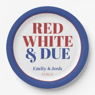 Bold Red White and Due 4 July USA Baby Shower Pappteller