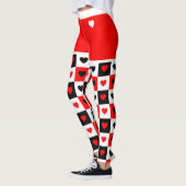Bold Red, White, Black Hearts Trendy XOXO Leggings (Links)