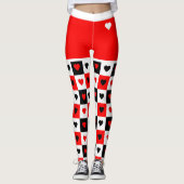 Bold Red, White, Black Hearts Trendy XOXO Leggings (Vorderseite)