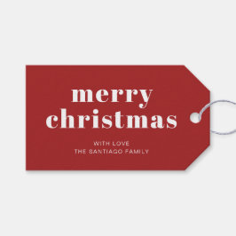 Bold Red White Frohe Weihnachtsfeiertage Geschenkanhänger