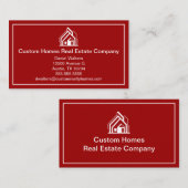 Bold Red White Real Estate Company House Visitenkarte (Vorne/Hinten)