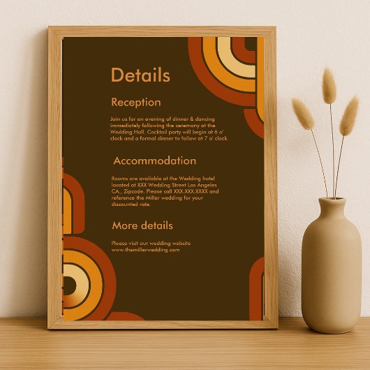 Bold Retro 1970er Hochzeit Begleitkarte