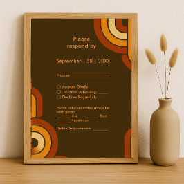 Bold Retro 1970er Hochzeit RSVP Karte