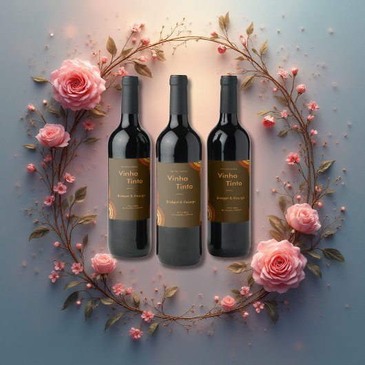 Bold Retro 1970er Hochzeit Weinetikett