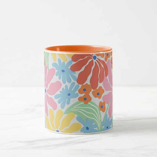 Bold Retro 60er Floral Pop Art Tasse (Zentrum)