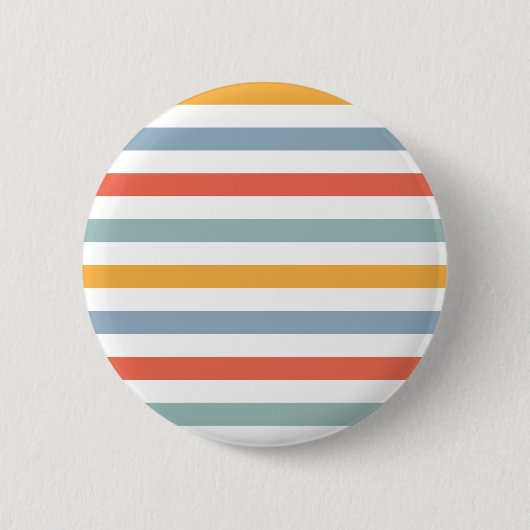 Bold Retro 70s Horizontal Stripes Orange Teal And  Button (Vorderseite)