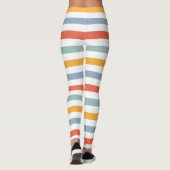 Bold Retro 70s Horizontal Stripes Orange Teal And  Leggings (Rückseite)