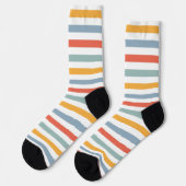 Bold Retro 70s Horizontal Stripes Orange Teal And Socken (Linkes Detail)