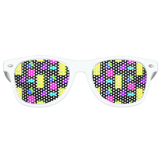 BOLD RETRO 80er NEON FLUORO GEOMETRIC FORMDRUCK Partybrille (Vorderseite)