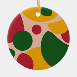 Bold Retro Abstract Shapes Pattern  Keramik Ornament