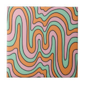 Bold Retro Abstrakte Wavy Lines Fliese (Vorderseite)