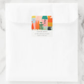 Bold Retro Abstrakte Weihnachtslandschaft Adresse Quadratischer Aufkleber (Tasche)