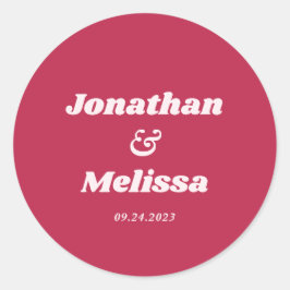 Bold Retro Bright Viva Magenta Hot Pink Wedding Runder Aufkleber