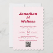 Bold Retro Chic Viva Magenta Pink QR Code Wedding Einladung (Vorderseite)