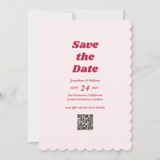 Bold Retro Chic Viva Magenta Pink QR Code Wedding Save The Date (Vorderseite)