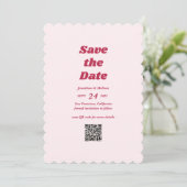 Bold Retro Chic Viva Magenta Pink QR Code Wedding Save The Date (Stehend Vorderseite)
