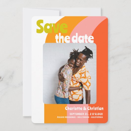 Bold Retro Citrus Save the Date Wedding (Vorderseite)