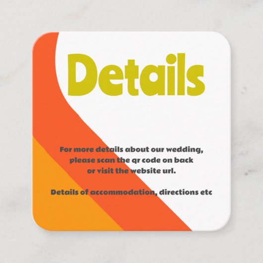 Bold Retro Citrus Wedding Begleitkarte (Vorderseite)