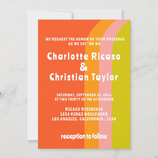 Bold Retro Citrus Wedding Einladung (Vorderseite)