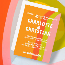 Bold Retro Citrus Wedding Einladung