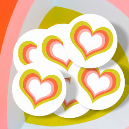 Bold Retro Citrus Wedding Heart Runder Aufkleber