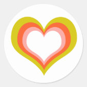 Bold Retro Citrus Wedding Heart Runder Aufkleber (Vorderseite)