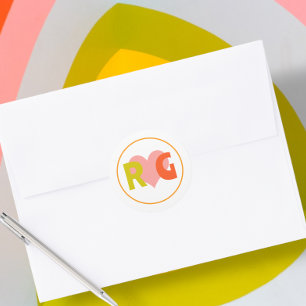 Bold Retro Citrus Wedding Runder Aufkleber