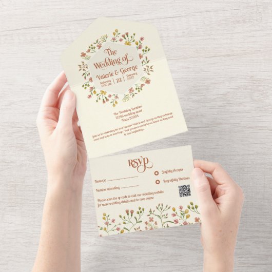 Bold Retro Earthy Tones | Alles in einem Einblick  All In One Einladung (Abreißen)