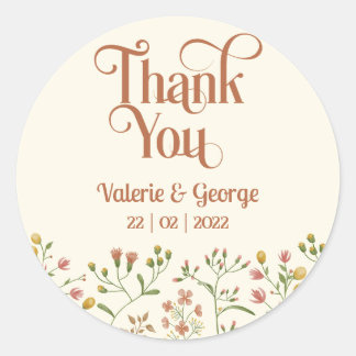 Bold Retro Earthy Tones | Vielen Dank, Round Stick Runder Aufkleber