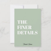 Bold Retro Funky Modern Wedding Enclosure Card RSVP Karte (Rückseite)