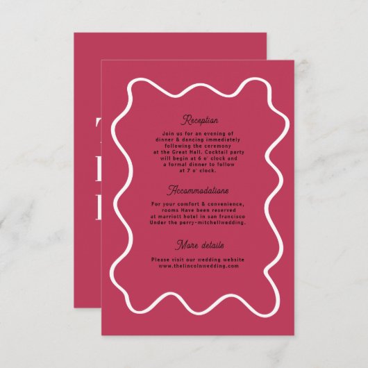 Bold Retro Funky Modern Wedding Enclosure Card RSVP Karte (Vorne/Hinten)