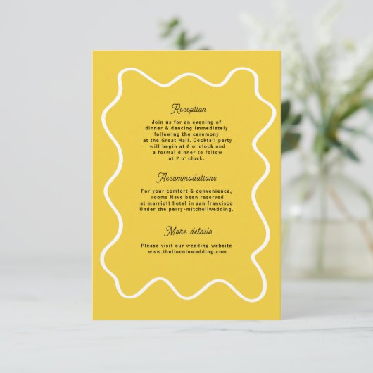 Bold Retro Funky Modern Wedding Enclosure card RSVP Karte (Stehend Vorderseite)