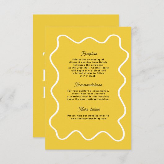 Bold Retro Funky Modern Wedding Enclosure card RSVP Karte (Vorne/Hinten)