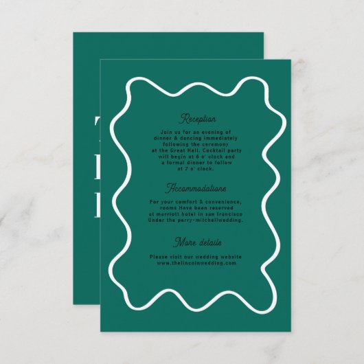 Bold Retro Funky Modern Wedding Enclosure card RSVP Karte (Vorne/Hinten)