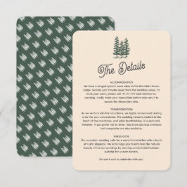 Bold Retro Green Mountain Forest Wedding Begleitkarte