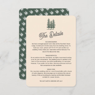 Bold Retro Green Mountain Forest Wedding Begleitkarte