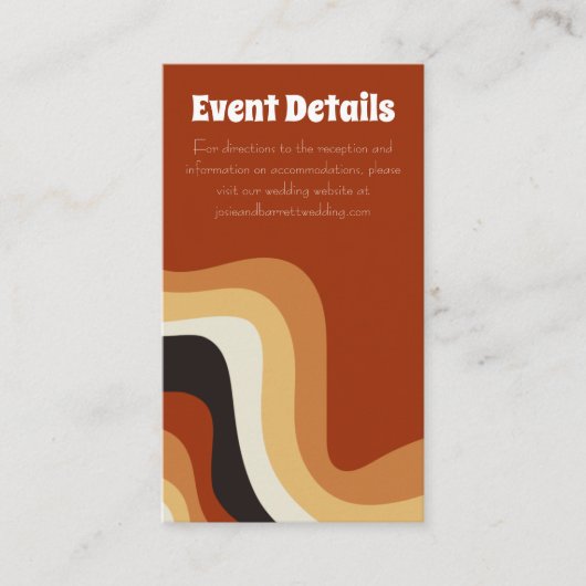 Bold Retro Groovy 70er Boho Wedding Veranstaltungs Begleitkarte (Vorderseite)