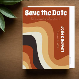 Bold Retro Groovy 70er Wavy Save the Date Abstrakt Postkarte