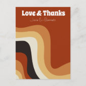 Bold Retro Groovy 70er Wedding Foto Liebe & Danke Postkarte (Vorderseite)