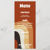 Bold Retro Groovy Orange 70er Wedding Dinner Menu Menükarte (Vorderseite)