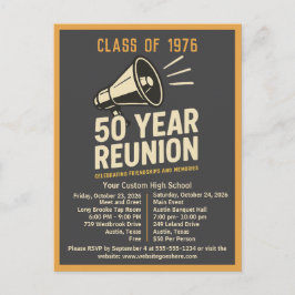 Bold Retro High School Reunion Pep Rally Megaphone Postkarte