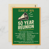 Bold Retro High School Reunion Pep Rally Megaphone Postkarte (Vorne/Hinten)