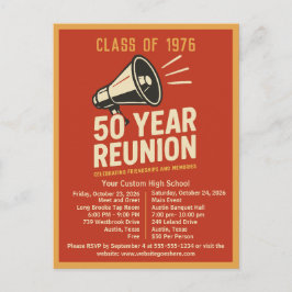 Bold Retro High School Reunion Pep Rally Megaphone Postkarte