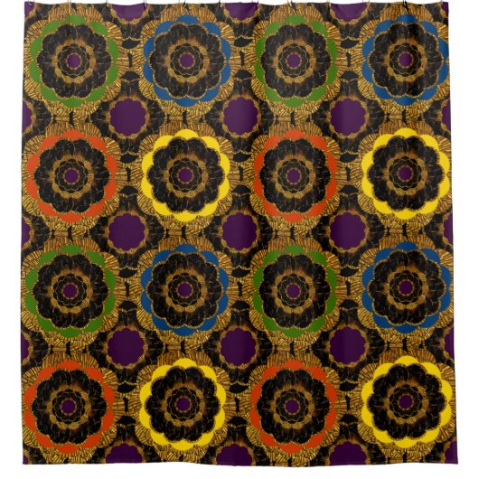 Bold Retro Mandala Hippie Boho Mod Blume Muster Duschvorhang (Vorderseite)