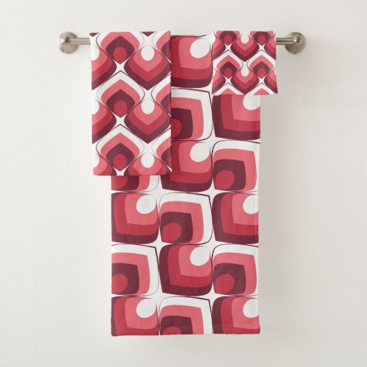 Bold Retro Modern Motif in Pinks Badhandtuch Set (Insitu)